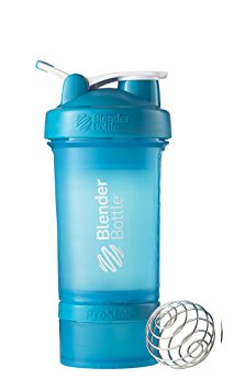 BlenderBottle ProStak System with 22-Ounce Bottle and Twist n' Lock Storage, Aqua/Aqua