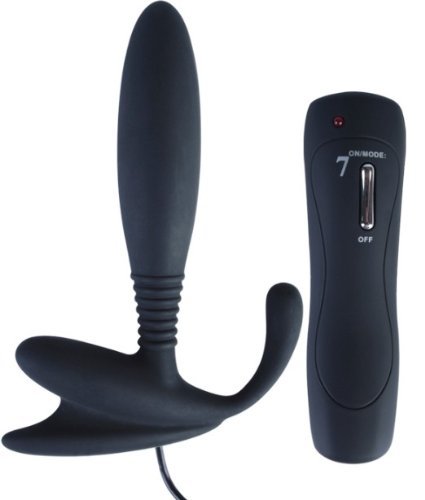 Utimi Male Prostate Stimulation Massager Silicone 7 Speed Vibrator Beginner Massager in Black