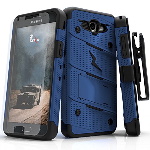 Samsung Galaxy J7 Prime Case, Zizo [Bolt Series] w/ [Galaxy J7 Prime Screen Protector] Kickstand [12 ft. Military Drop Tested] Holster - J7 V / Perx