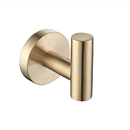 KES Bathroom Lavatory Wall Mount Single Coat and Robe Hook, Brushed PVD Zirconium Gold SUS304 Stainless Steel, A2164-BZ