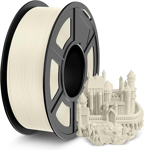 SUNLU PLA 3D Printer Filament, No String PLA Filament 1.75mm, Neatly Wound AntiString PLA 3D Printing Filament, Fast Printing for 3D Printer, Dimensional Accuracy  /- 0.02 mm,1KG,APLA Cream White