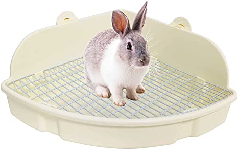 kathson Large Rabbit Litter Box Bunny Corner Toilet Box Potty Trainer Bigger Pet Pan Small Animal Cage Toilet Bedding Box Fanshaped for Adult Guinea Pigs Chinchilla Ferret Galesaur