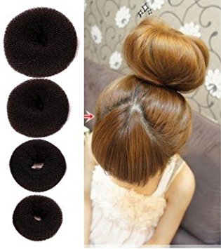 Set of 4 Pieces OPCC Hot Hair Donut Bun Ring Styler Maker,Make The Most Charming Hair Bun,Brown (1 Small 1 Medium 1 Large 1 Extra-large)