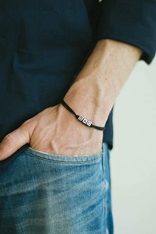 Dad bracelet, Fathers day bracelet, mens bracelet with DAD letters, gift for daddy, black bracelets, gift for father, initial, for him