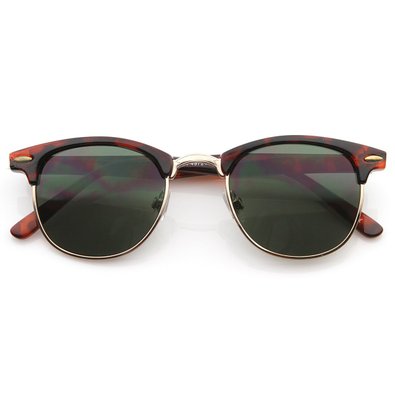 zeroUV - Vintage Half Frame Semi-Rimless Wayfer Style Classic Optical RX Sunglasses