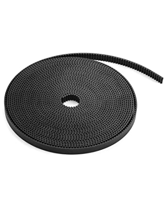 QWORK 3D Printing GT2 Timing Belt, 5 Meters (16.4 ft) Length 2mm Pitch 6mm Width, 2 Pack GT2 Open Timing Belt, Fiberglass Reinforced Rubber, for 3D Printer (Black)