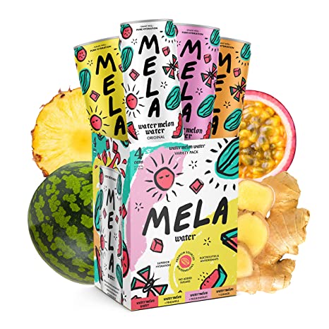  Mela Water Natural Watermelon Juice Drink, Electrolytes &  Antioxidants, Natural Hydration, Coconut Water Alternative, Vitamin C,  Ginger, 11.15 Fl Oz