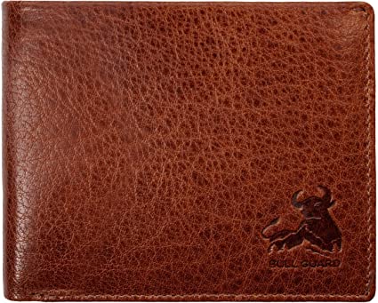 RFID Bifold Leather Wallet For Men with Flip Up ID in Vintage Buffalo Brown