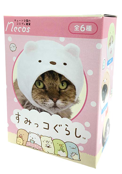 Kitan Club Cat Cap - Pet Hat Blind Box Includes 1 of 6 Cute Styles - Soft, Comfortable and Easy-to-Use Kitty Hood - Authentic Japanese Kawaii Design - Animal-Safe Materials (Sumikkogurashi)