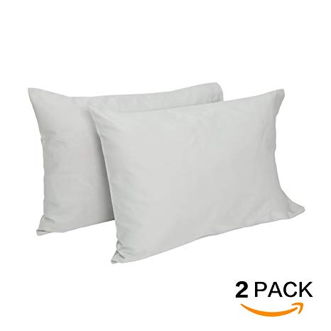 TILLYOU Cotton Collection Soft Toddler Pillowcases Set of 2, 14x20 - Fits Pillows Sized 12x16, 13x18 or 14x19, Machine Washable Travel Pillow Case Cover with Envelope Closure, Pale Gray