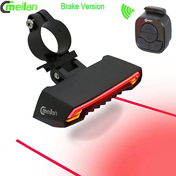 Meilan Smart Wireless Control Bike LED Front and Back Light,Brake Tail Light and USB Rechargeable Bike Lights