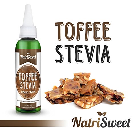 NatriSweet Toffee Stevia Liquid Drops (2 fl oz / 60 Milliliter) | Zero-Calorie Natural Sugar Substitute | Highly Concentrated Stevia Extract | Naturally Flavored