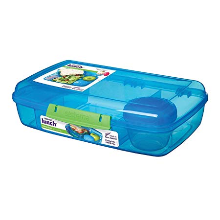 Sistema 41671 Lunch Collection Bento Box Color, Large, Assorted Solid Contrasting Klips, Colors may vary