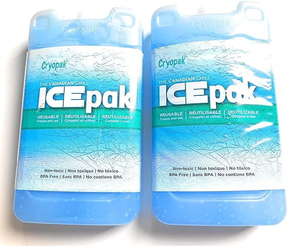Cryopak Medium Size Hard Shell Ice Packs - Set of 2 Ice Packs - 7 Inches Tall X 4 Inches Wide X 1 Inches Deep - Perfect Ice Packs For Coolers - GREAT VALUE!