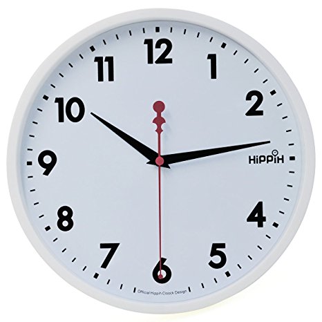 Hippih 10" Silent Quartz Decorative Wall Clock with Glass Cover Non-ticking Digital,2315-B