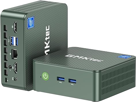 GMKtec Mini PC N100, Windows 11 Pro (3.4GHz), 16GB DDR4 RAM 1TB PCIe M.2 SSD, Desktop Computer 4K Dual HDMI Display/4x USB3.2/WiFi 6/BT5.2/RJ45 Ethernet G3 Green