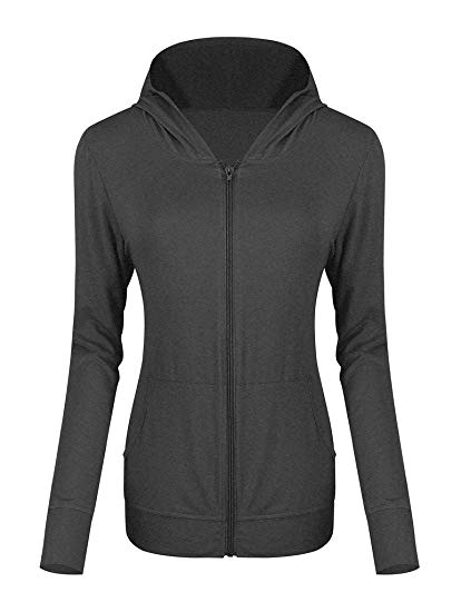 Urban CoCo Women's Zip Hoodie Sweatshirt Lightweight Active Jacket