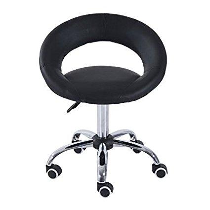 HomCom Hydraulic Adjustable Rolling Massage Salon Spa Stool Open Back Chair - Black