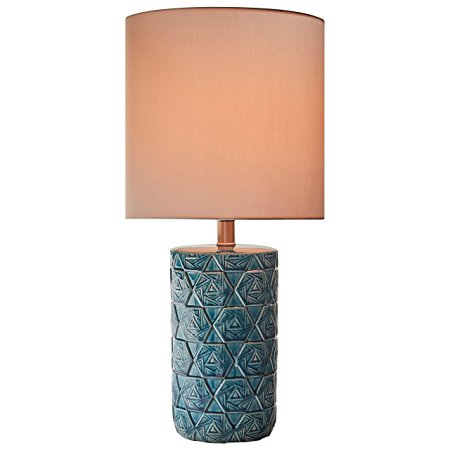 Rivet Geometric Ceramic Table Lamp With LED Bulb, 22.75" H, Ocean Blue