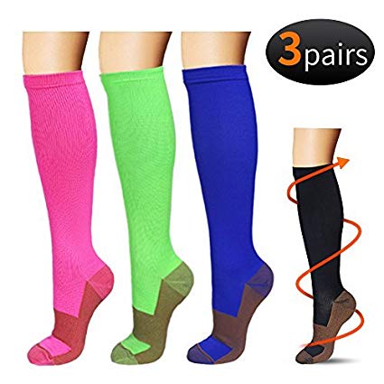 Compression Socks For Men & Women-3 Pairs- For All Sports, Flight, Travel