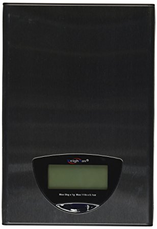 Weighmax Ultra Slim Stainless Steel Kitchen Scale 11-Pound with X-Large LCD Display, Batteries Included
