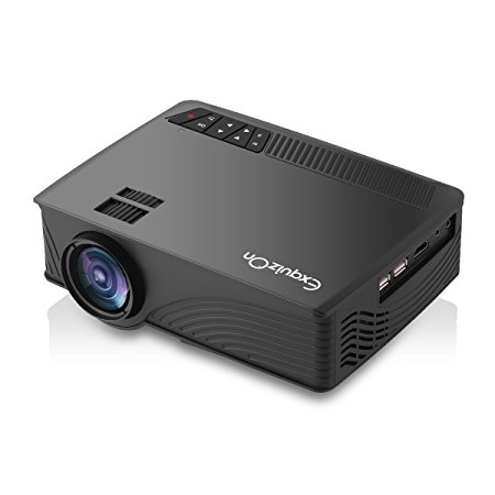 Exquizon LED Projector Video Home Projector with HDMI Input Support 1080P for Cinema Theater TV Laptop Game SD iPad iPhone Android Smartphone-GP12, Black