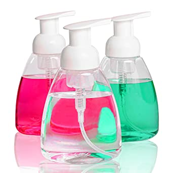 USAGA Foaming Soap Dispensers Empty Pump Bottles for Liquid Soap Refill [10 oz (Pack of 3)]