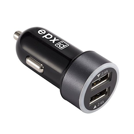 epxid JoltDrive 2 4.8V / 24 W Dual USB Car Charger Adapter for iPhone 6S/6S Plus/6 Plus /6, Samsung Galaxy, Google Nexus, LG, HTC, Motorola and more (Space Grey)