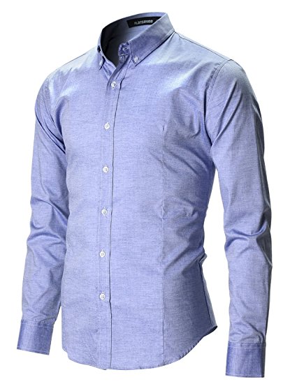 FLATSEVEN Men's Slim Fit Casual Oxford Button Down Shirt