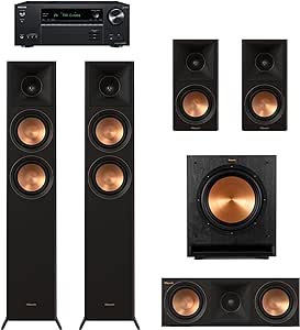 Klipsch Reference Premiere RP-5000F II 5.1 Surround Sound Home Theater System with 5.25” Woofers in Walnut with Onkyo TX-NR6100 7.2 Channel THX Certified Network AV Receiver