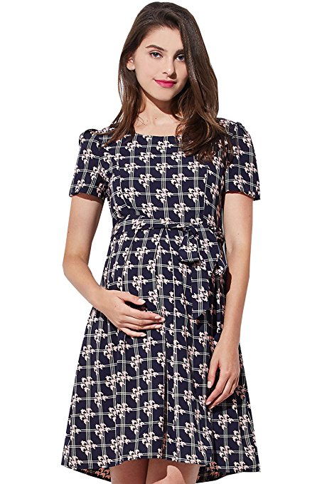 Sweet Mommy Maternity and Nursing Crepe De Chine Patterned Dress