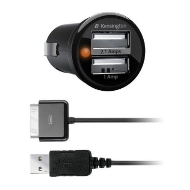 Kensington K33497US PowerBolt Duo Car Charger, iPhone 4 Compatible