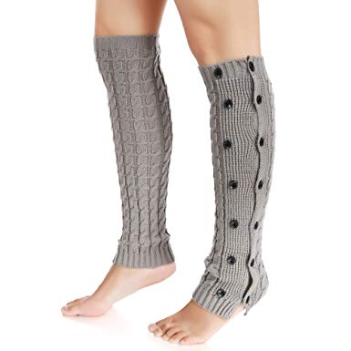 Women's Winter Cable Knit Leg Warmers Knitted Crochet Long Socks