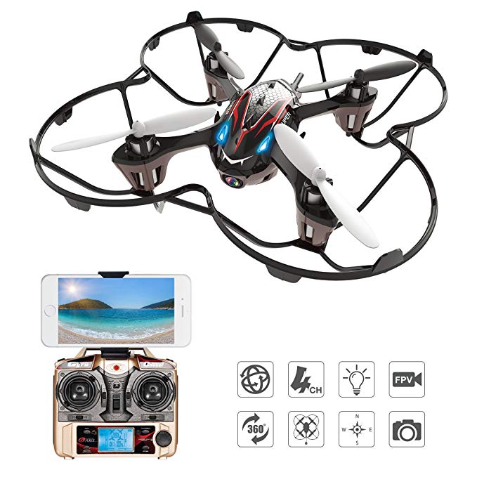 Holy Stone F180W Mini Drone with 720P HD Camera RC FPV Quadcopter Gravity Sensor Mode 3D Flip Headless Mode Including Bonus Battery