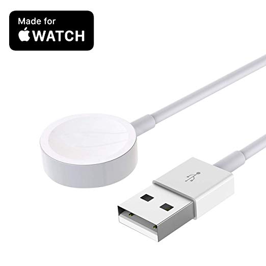 Smart Watch Charger with Magnetic Pad USB Wireless Portable Charging Cable Cord Compatible with 38mm 42mm 44mm Apple Watch Series 1 2 3 4(White)