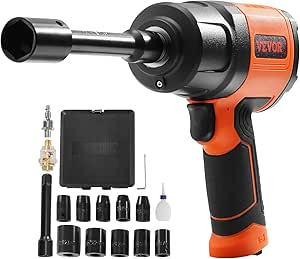 VEVOR 1/2-Inch Air Impact Wrench - High Torque 1400 ft-lbs - Lightweight 4.6 lb - Includes 11-Piece CR-V Steel Impact Socket Set & Carrying Case