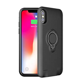 iPhone X Battery Case,feeleye 5000mAh Rechargeable Charger Case Extended Protective Portable Backup Charger Case Charging Case for iPhone X/10 (5.8 inch) Lightning Cable Input Mode with Sync (Black)