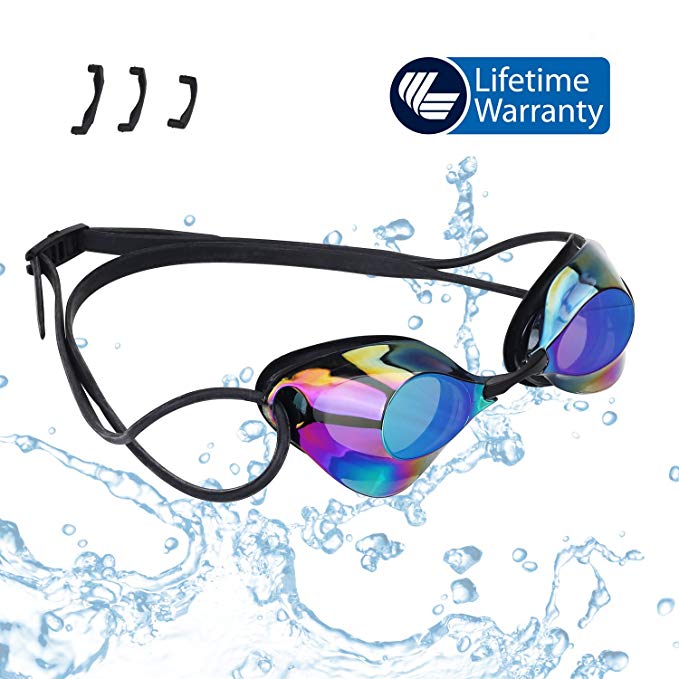 VETOKY Swimming Goggles, Racing Swim Goggles UV Protection No Leaking Anti Fog Crystal Clear Vision for Adults, Men, Women and Kids Age 8