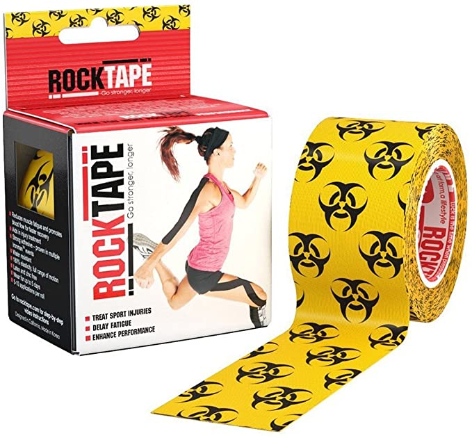 Rocktape Kinesiology Tape Athletes, Water Resistant, Reduce Pain & Injury Recovery, 5cm x 5m, Uncut, BioHazard
