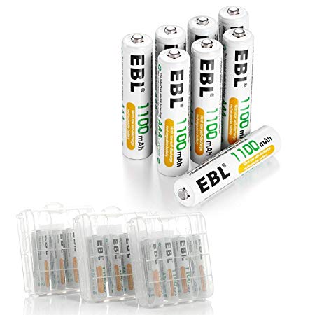 EBL 20-Counts AAA 1100mAh Rechargeable Batteries Ni-MH 1.2V High Capacity AAA Battery (Battery Case Included)