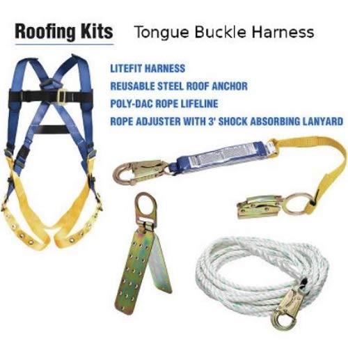 Werner K112201 Roofing Kit, 50-Foot Deluxe, Tongue Buckle Harness, 1per Pack