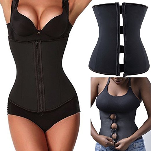 SUMEIYAN Womens Steel Boned Waist Trainer Belt with Zipper and Hooks for Weight Loss