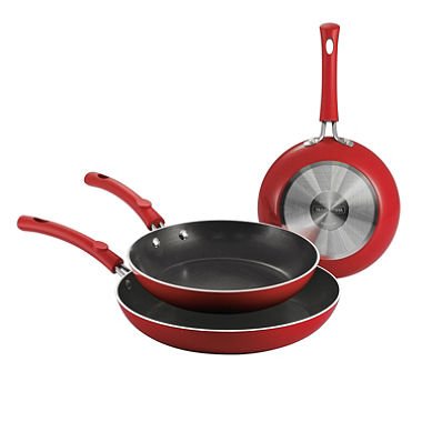 Tramontina 3 piece Non-Stick Frying Pans Skillet (RED)