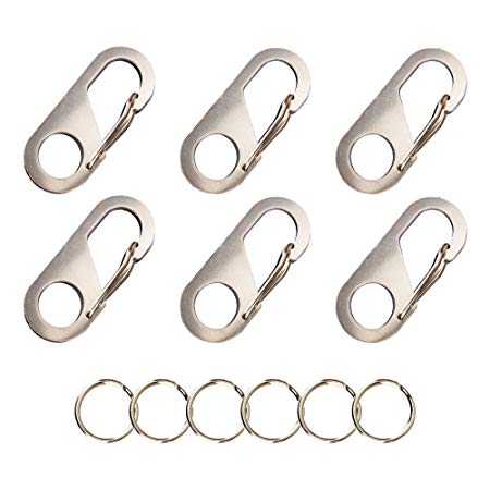 Swatom Stainless Mini Carabiners Key Ring Small Carabiner Clip Keychain Tiny Snap Hook Accessories(6PCS)