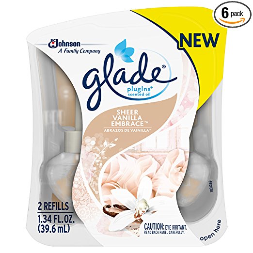 Glade Plugins Scented Oil, Sheer Vanilla Embrace Refill, 1.34 Fluid Ounce, 2 Count (Pack of 6)
