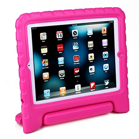 HDE Shock Proof iPad Case for Kids Bumper Cover Handle Stand for Apple iPad 2 iPad 3 iPad 4 (Pink)