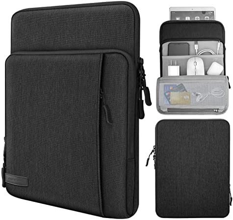 MoKo 9-11 Inch Tablet Sleeve Bag Carrying Case with Storage Pockets Fits iPad Pro 11 2021/2020/2018, iPad 8th 7th Generation 10.2, iPad Air 4 10.9, iPad 9.7, Galaxy Tab A 10.1 - Black & Gray