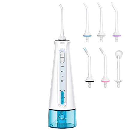 BESTOPE Water Flosser Cordless Dental Irrigator Rechargeable Teeth Cleaner Portable Oral Irrigator with IPX7 Waterproof, 3 Modes, Semi-Hidden Water Tank, 6 Interchangeable Jet Tips for Home and Travel