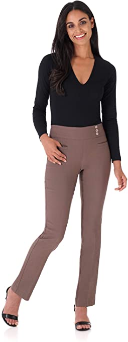 Rekucci Women's Ease Into Comfort Everyday Chic Straight Pant w/Tummy Control