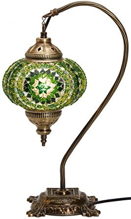 (18 Variations)NEWEST CopperBull 2018 Turkish Moroccan Tiffany Style Handmade Mosaic Table Desk Bedside Night Swan Neck Lamp Light Lampshade, 42cm (17)